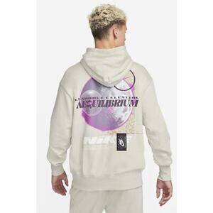 Nike Cosmic Balance Beige Graphic Athletic Hooded Sweatshirt Size M